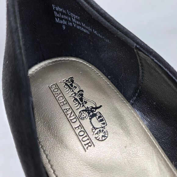 Coach And Four Black Suede Pumps Pointed Toe Low Stilettos Heels Sz 9 - Picture 7 of 8